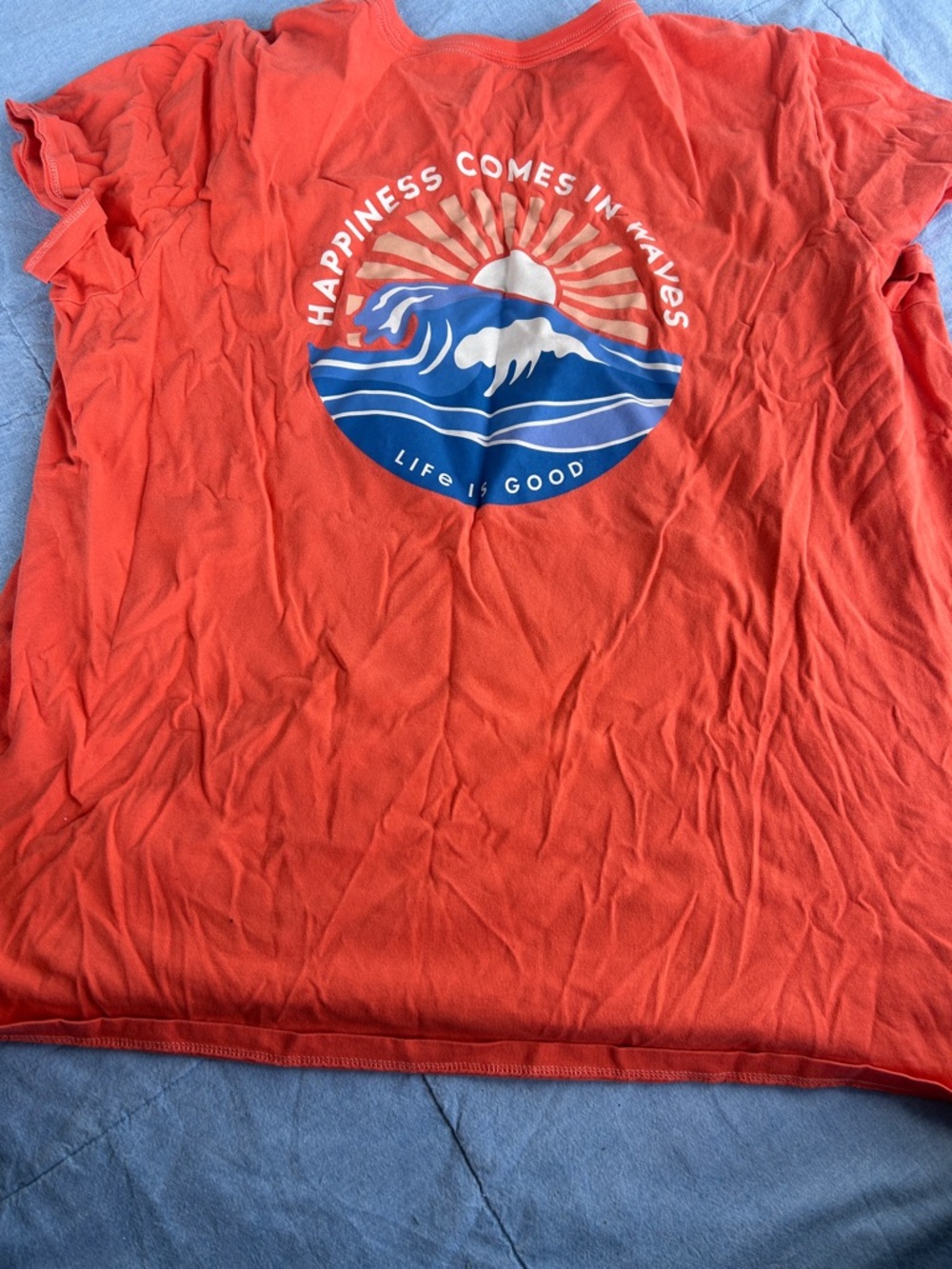Life Is Good Coral-Red Sun Pocket Tee - Picture 2 of 3